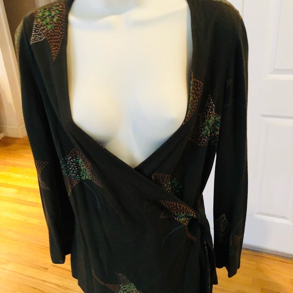 Diane Von Furstenberg DVF size 12 skirt set brown print wrap top & bias cut - Picture 4 of 16